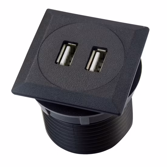 EU 팝업 전기 데스크탑 라운드 매립형 전원 소켓 2 웨이 가구용 듀얼 포트 USB 충전기